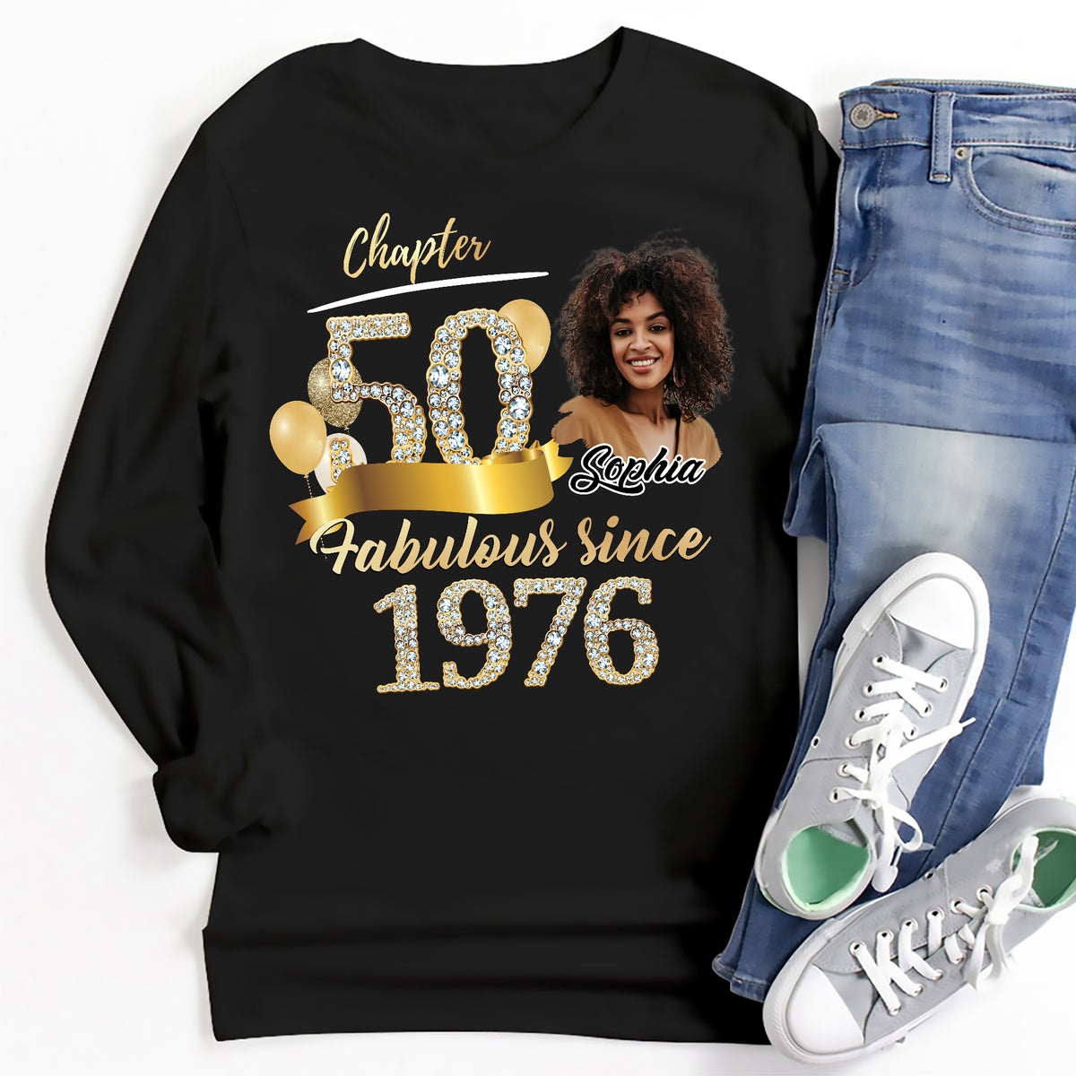 Custom Face Photo 50's Birthday Shirt, Fabulous Since 1976 50th Birthday Unique T Shirt For Woman, Custom Birthday Shirt, Her Gifts For 50 Years Old, Custom Picture Tee, Personalized Birthday Shirt-YPT-ALK