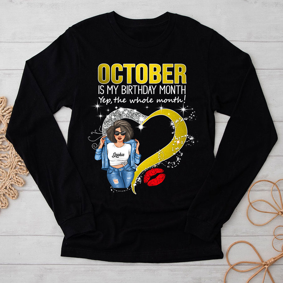 Personalized October Birthday Shirt, Custom Birthday Shirt, Queens was Born In October, October Birthday Shirts For Woman, October Birthday Gifts-YPT-TLQ