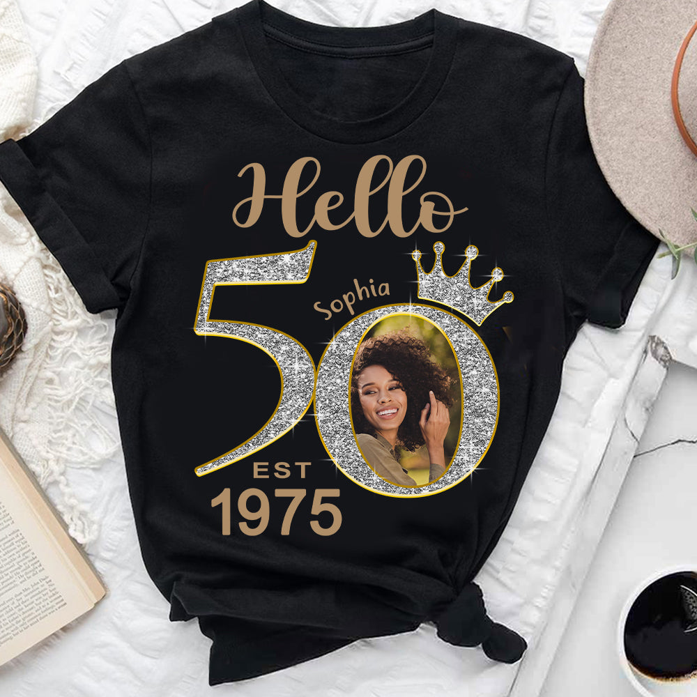 Custom Face Photo 50&#39;s Birthday Shirt, 50th Birthday Unique T Shirt For Woman, Custom Birthday Shirt, Her Gifts For 50 Years Old, Custom Picture Tee, Personalized Birthday Shirt-YPT-HCT