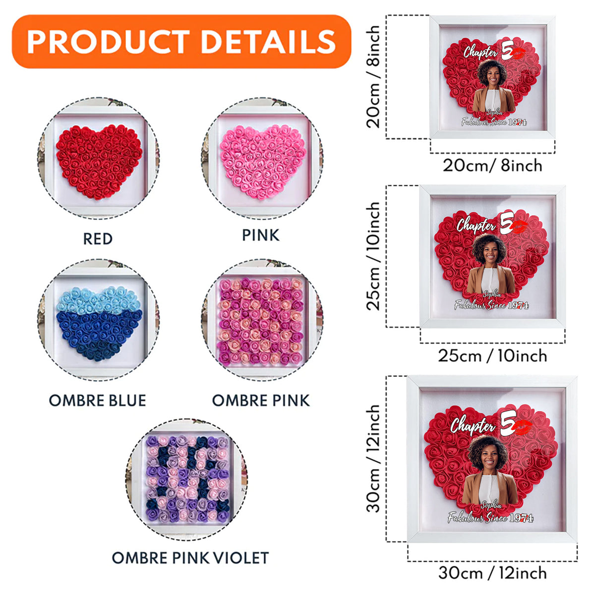 Personalized Flower Shadow Box - Gifts For Women Turning 50 - HMT