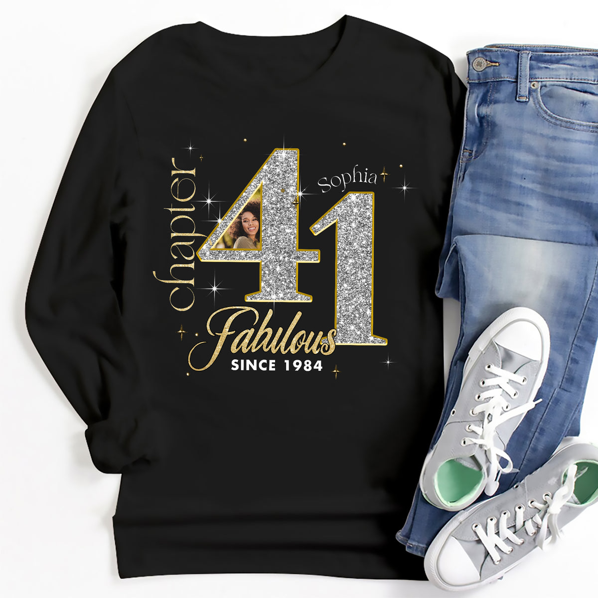 Custom Face Photo 41&#39;s Birthday Shirt, Fabulous Since 1984 41st Birthday Unique T Shirt For Woman, Custom Birthday Shirt, Her Gifts For 41 Years Old , Turning 41 Birthday Cotton Shirt-YPT-ALK