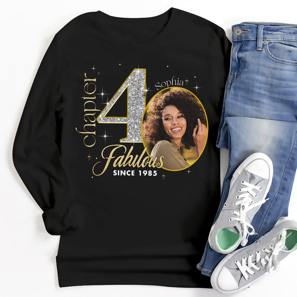 Custom Face Photo 40&#39;s Birthday Shirt, Fabulous Since 1985 40th Birthday Unique T Shirt For Woman, Custom Birthday Shirt, Her Gifts For 40 Years Old , Turning 40 Birthday Cotton Shirt-YPT-ALK