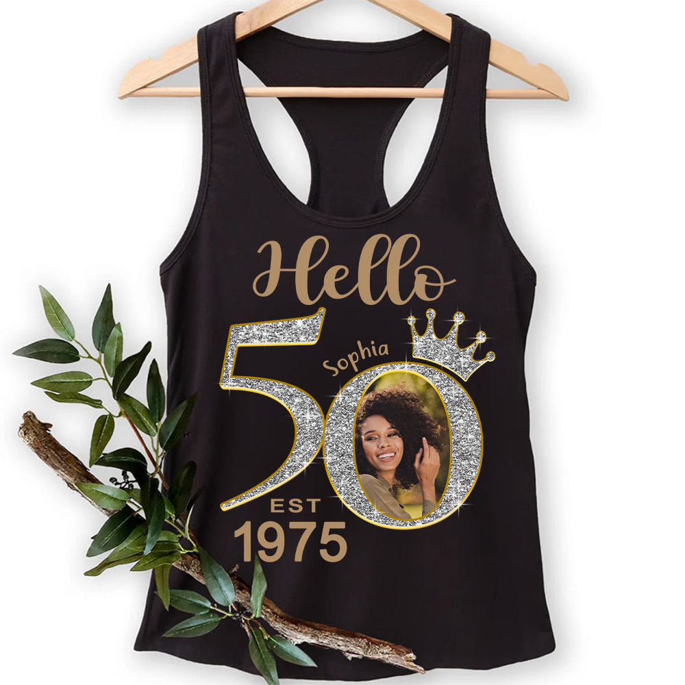 Custom Face Photo 50&#39;s Birthday Shirt, 50th Birthday Unique T Shirt For Woman, Custom Birthday Shirt, Her Gifts For 50 Years Old, Custom Picture Tee, Personalized Birthday Shirt-YPT-HCT