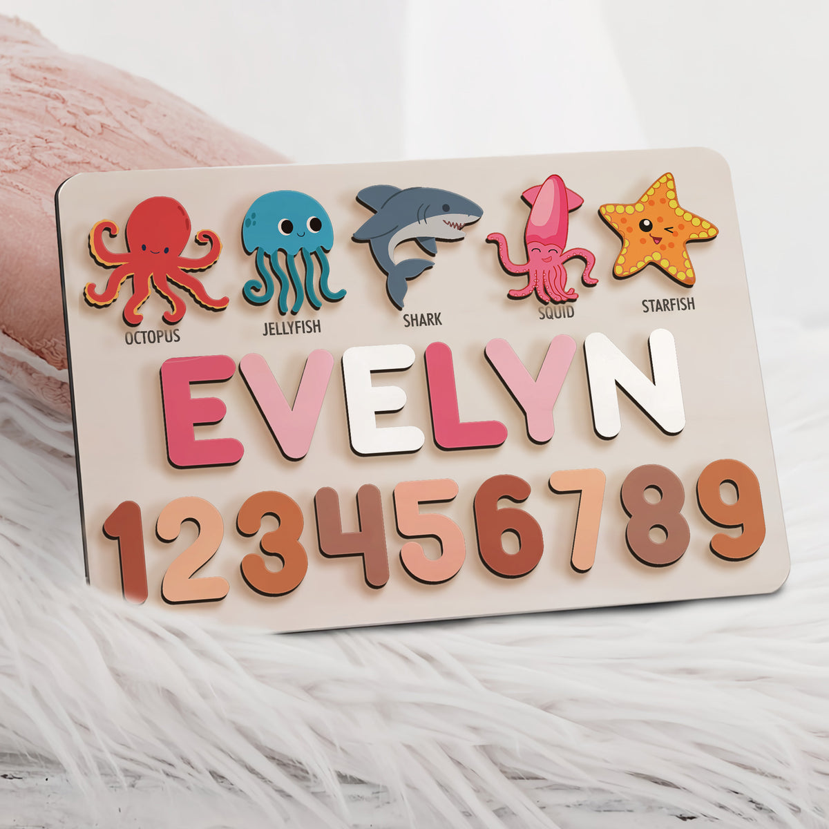 Personalized BusyBoard with Sea Animals, Custom Sensory Board for kids, Sea animal toys for kids, Montessori Board, Wooden Puzzle Board