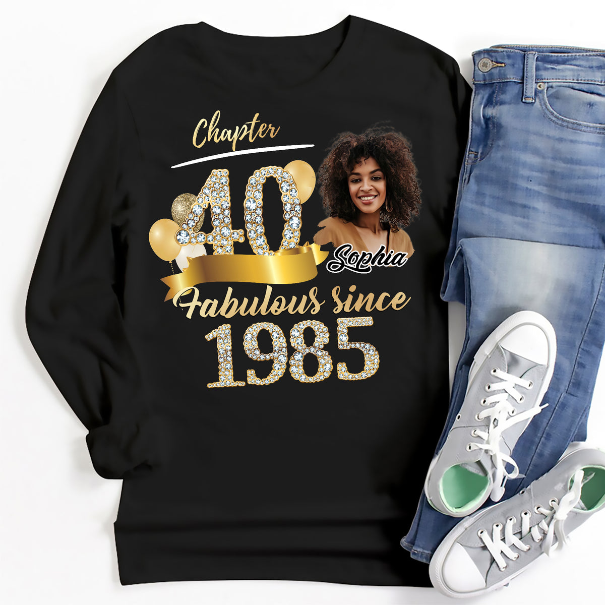 Custom Face Photo 40&#39;s Birthday Shirt, Fabulous Since 1985 40th Birthday Unique T Shirt For Woman, Custom Birthday Shirt, Her Gifts For 40 Years Old , Turning 40 Birthday Cotton Shirt-YPT-ALK