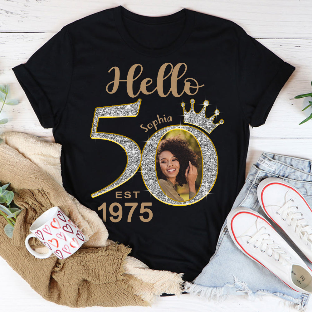 Custom Face Photo 50&#39;s Birthday Shirt, 50th Birthday Unique T Shirt For Woman, Custom Birthday Shirt, Her Gifts For 50 Years Old, Custom Picture Tee, Personalized Birthday Shirt-YPT-HCT