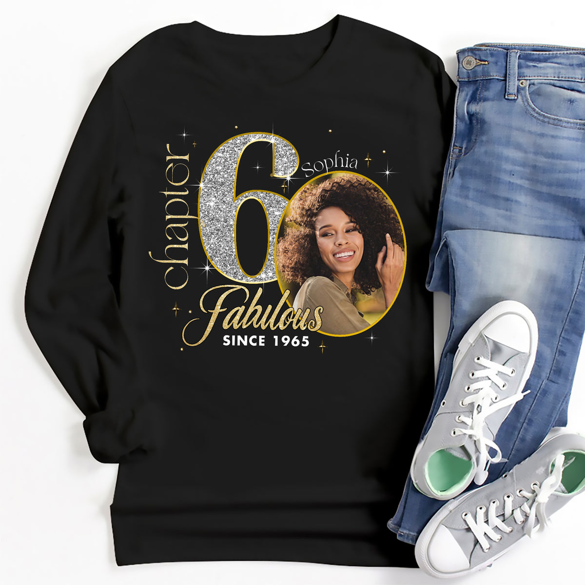Custom Face Photo 60&#39;s Birthday Shirt, Fabulous Since 1965 60th Birthday Unique T Shirt For Woman, Custom Birthday Shirt, Her Gifts For 60 Years Old , Turning 60 Birthday Cotton Shirt-YPT-ALK