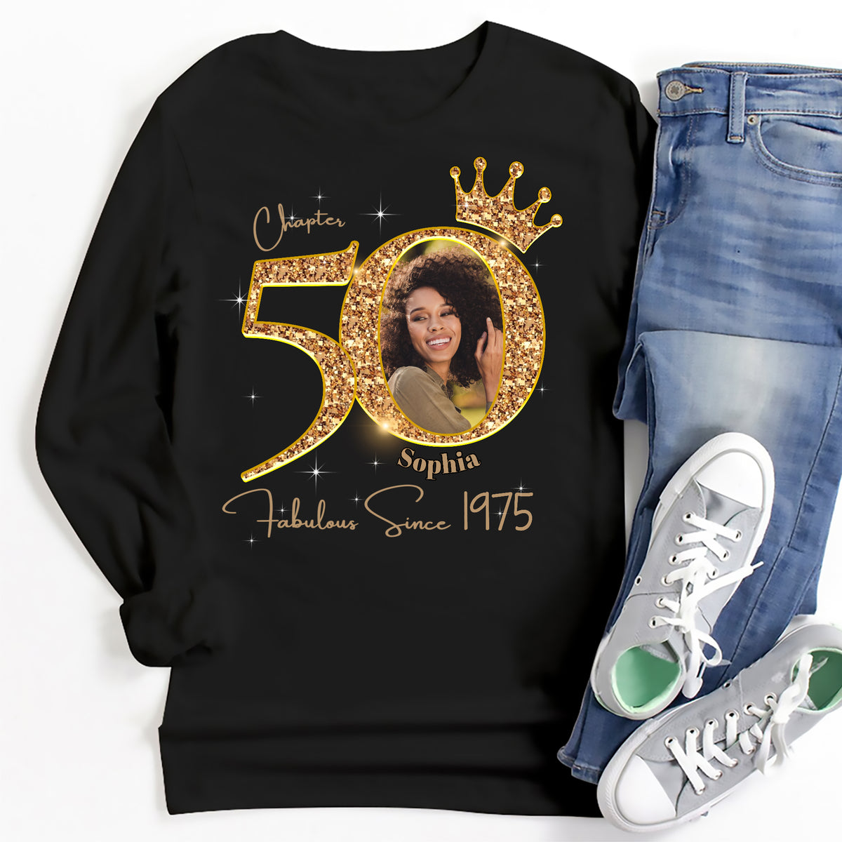 50th Birthday Shirts, Custom Photo Birthday Shirts, Turning 50 Shirt, Gifts For Women Turning 50, 50 And Fabulous Shirt, 1975 Shirt, 50th Birthday Shirts For Her-YPT-ALK