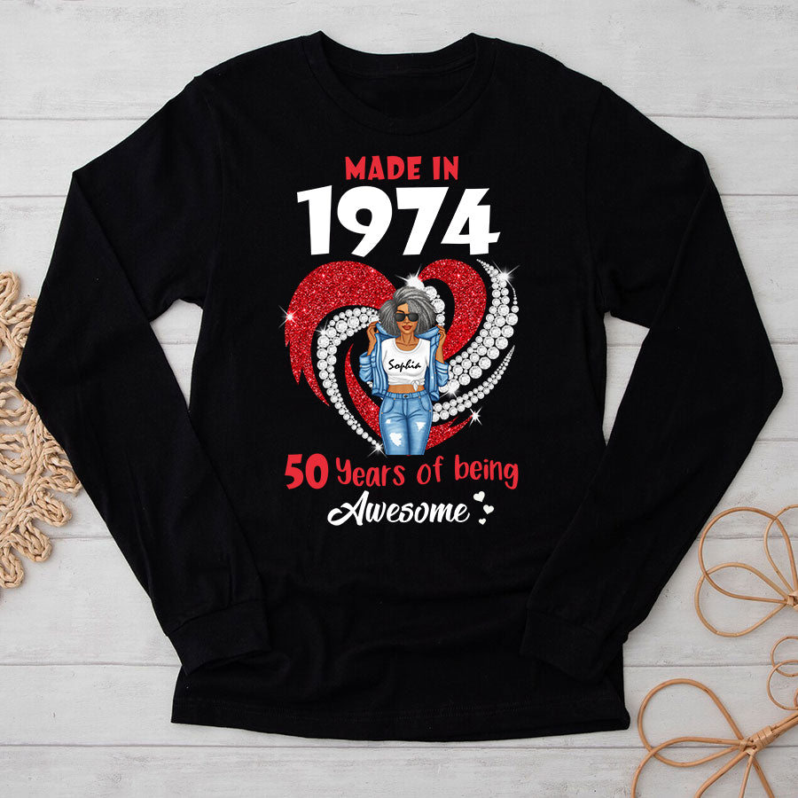 Chapter 50, Fabulous Since 1974 50th Birthday Unique T Shirt For Woman, Her Gifts For 50 Years Old , Turning 50 Birthday Cotton Shirt - TLQ