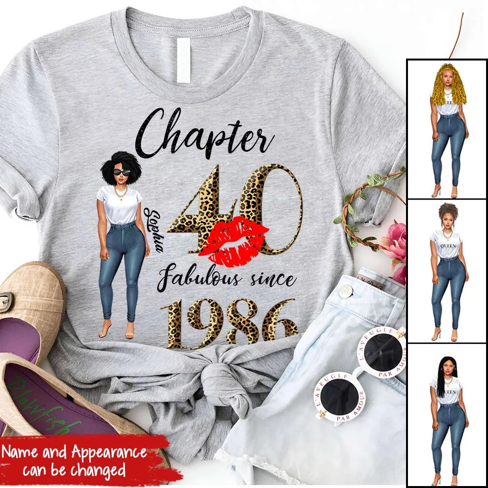 Chapter 40, Fabulous Since 1986 40th Birthday Unique T Shirt For Woman, Custom Birthday Shirt, Her Gifts For 40 Years Old , Turning 40 Birthday Cotton Shirt
