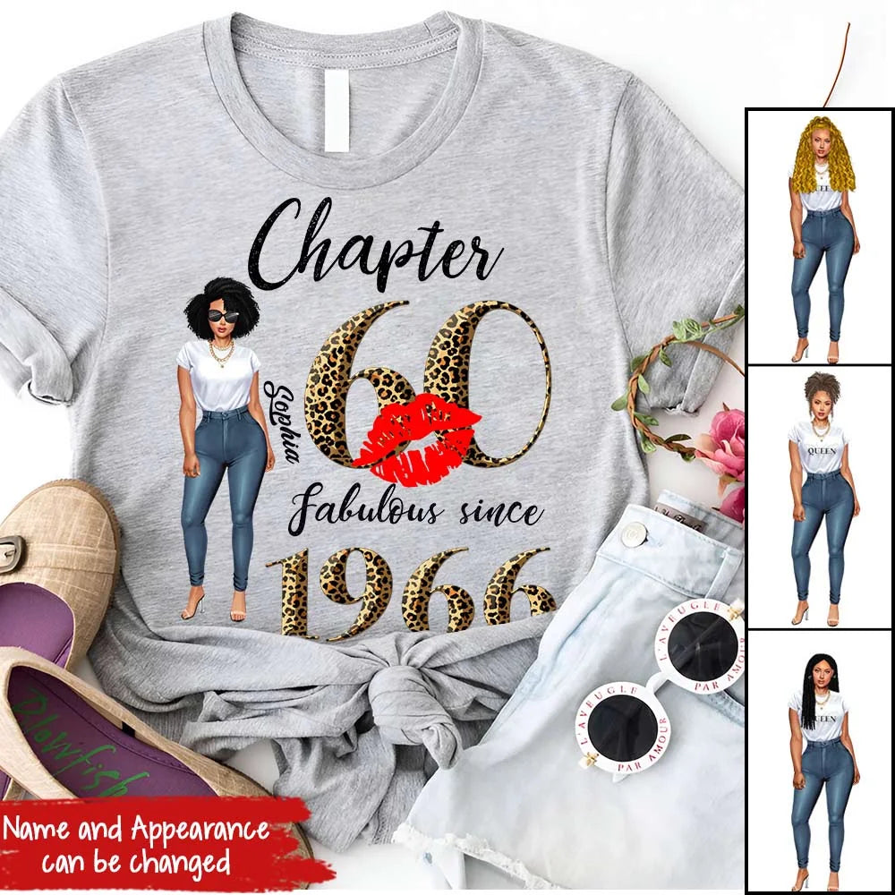 Chapter 60, Fabulous Since 1966 60th Birthday Unique T Shirt For Woman, Custom Birthday Shirt, Her Gifts For 60 Years Old , Turning 60 Birthday Cotton Shirt