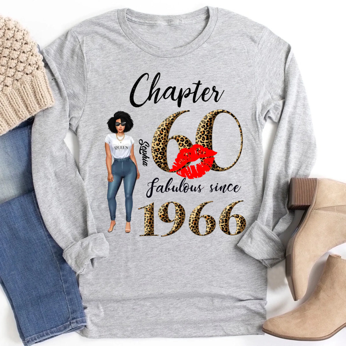 Chapter 60, Fabulous Since 1966 60th Birthday Unique T Shirt For Woman, Custom Birthday Shirt, Her Gifts For 60 Years Old , Turning 60 Birthday Cotton Shirt