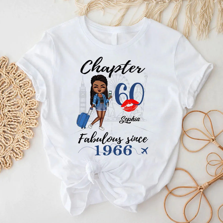 Chapter 60, Fabulous Since 1966 60th Birthday Unique T Shirt For Woman, Custom Birthday Shirt, Her Gifts For 60 Years Old , Turning 60 Birthday Cotton Shirt
