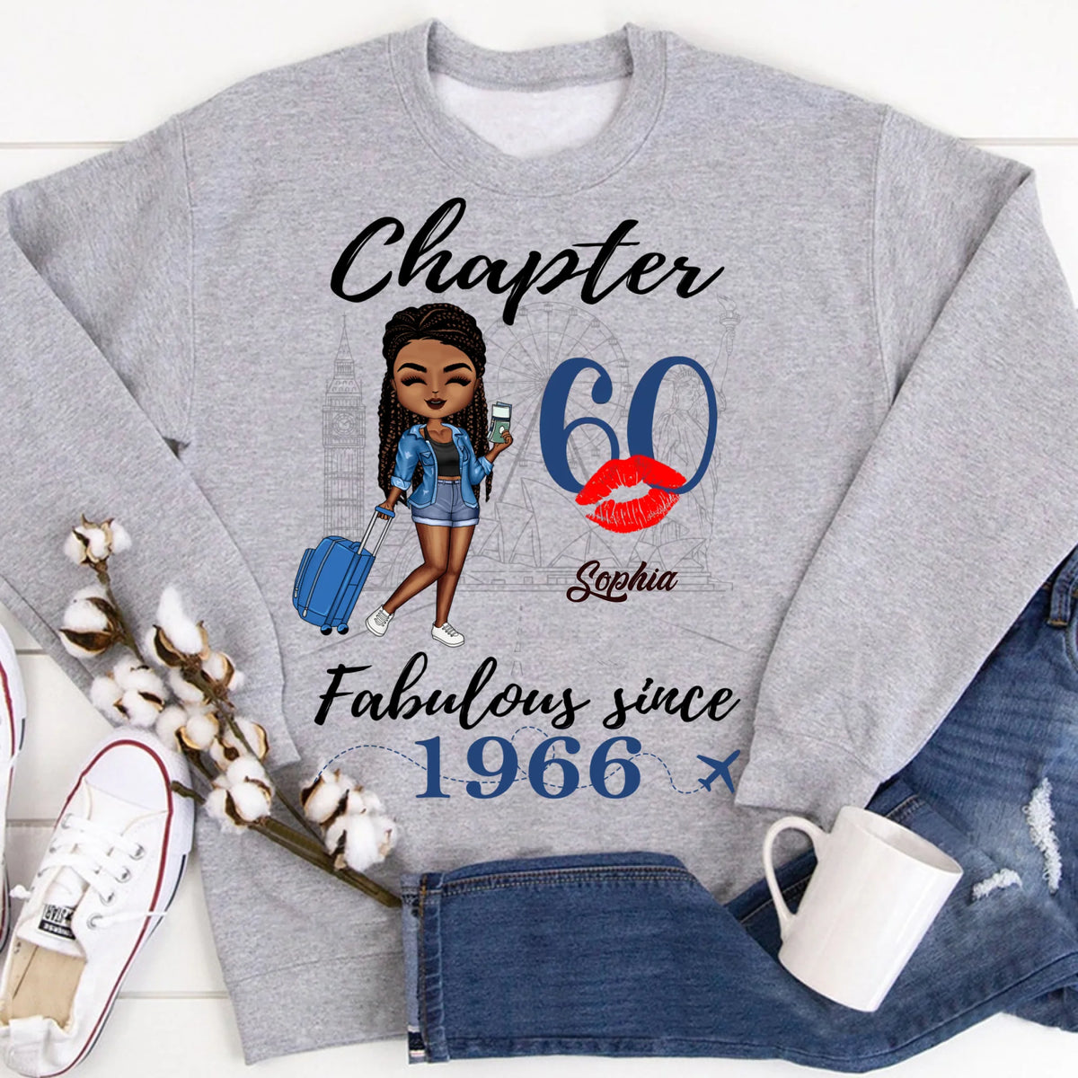 Chapter 60, Fabulous Since 1966 60th Birthday Unique T Shirt For Woman, Custom Birthday Shirt, Her Gifts For 60 Years Old , Turning 60 Birthday Cotton Shirt