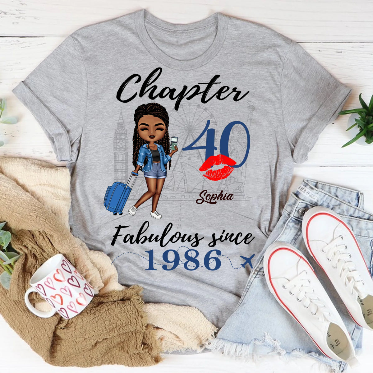Chapter 40, Fabulous Since 1986 40th Birthday Unique T Shirt For Woman, Custom Birthday Shirt, Her Gifts For 40 Years Old , Turning 40 Birthday Cotton Shirt