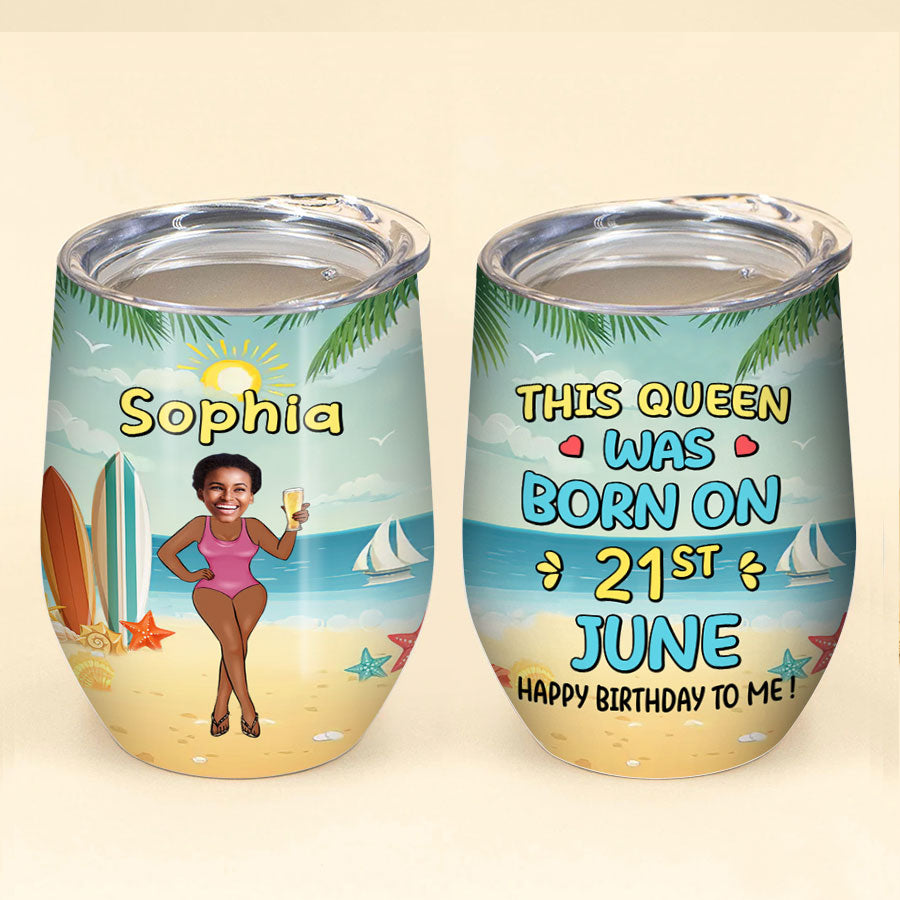 Personalized Wine Tumbler - Birthday Gift For June Queen, June Birthday Gifts, June Birthday Gift Idea For Her