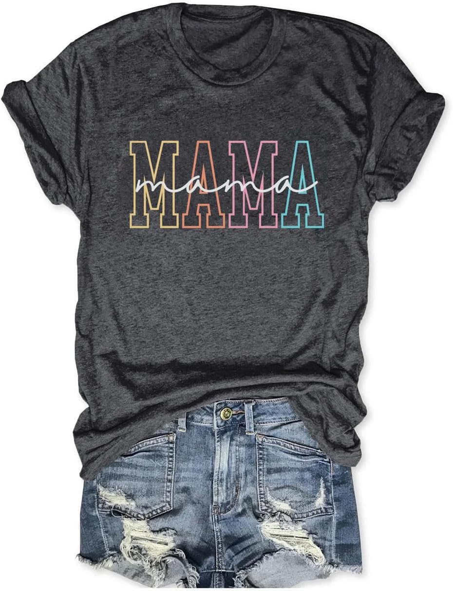 Womens Boy Mama Shirt Casual Letter Printed Boy Mom T-Shirts Short Sleeve Mother&#39;s Day Graphic Tee Tops Mother Shirt