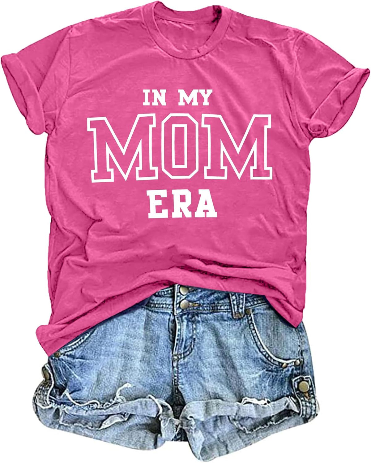 in My Mom Era Shirt Women: Mama T Shirt Mom Life Tops Funny Letter Print Casual Tees