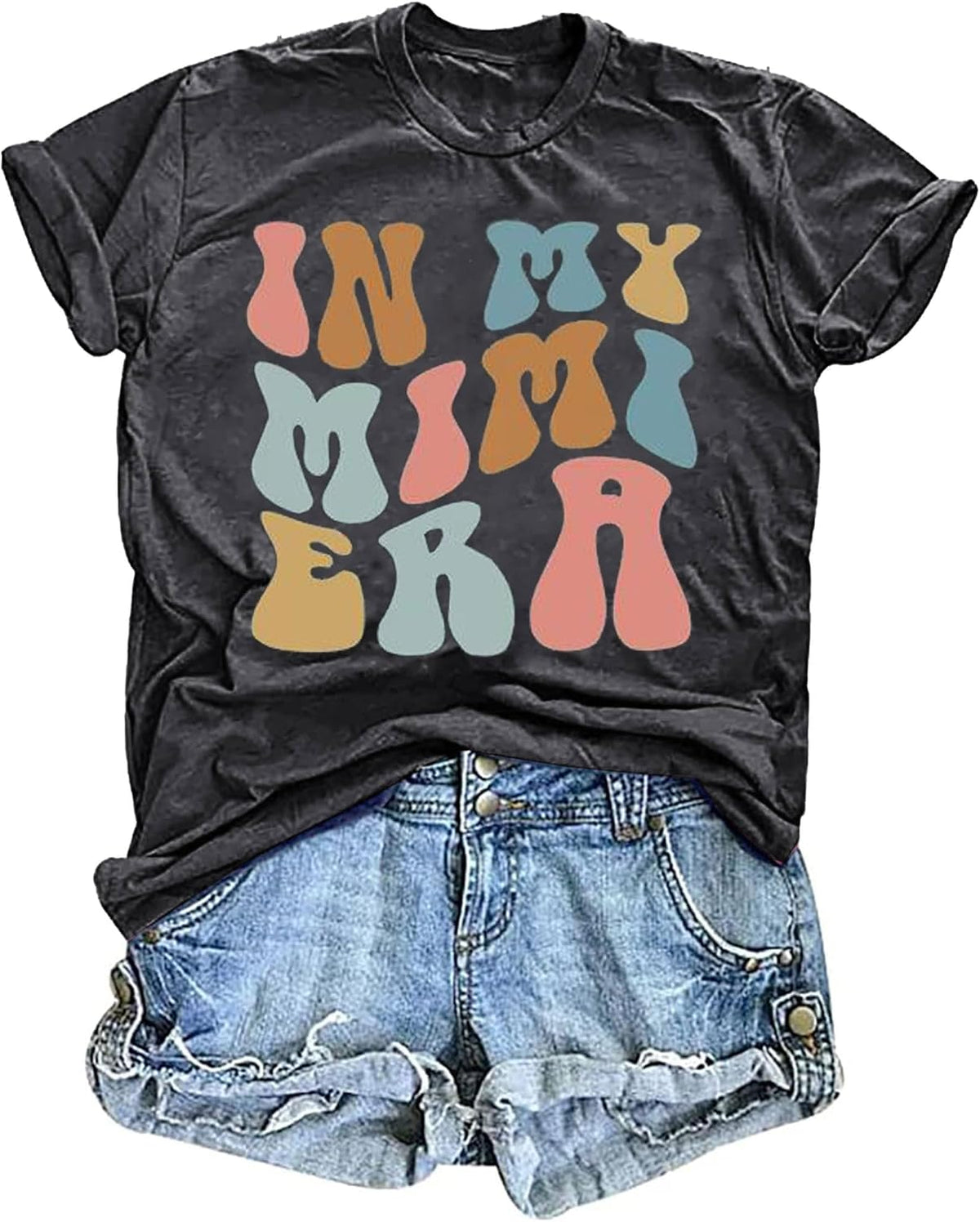 Mama Shirt Women Funny Letters Print Mother&#39;s Day Graphic Tees in My Mama Era Shirt Mom Life Casual T-Shirt Tops