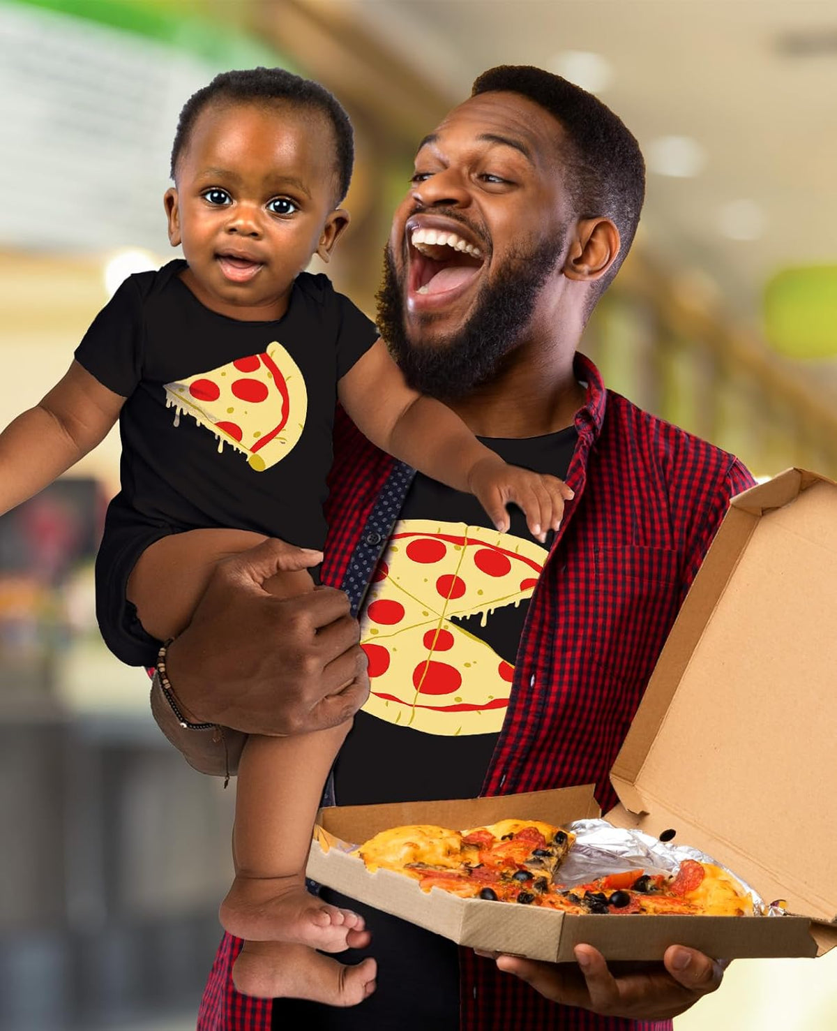 Pizza Pie &amp; Slice Fathers Day Daddy and Me Outfits Gifts for New Dads Matching Dad Shirt Baby Bodysuit