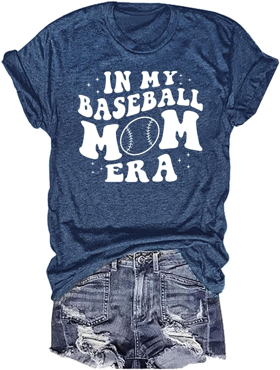 Mama Shirt Women Funny Letters Print Mother&#39;s Day Graphic Tees in My Mama Era Shirt Mom Life Casual T-Shirt Tops