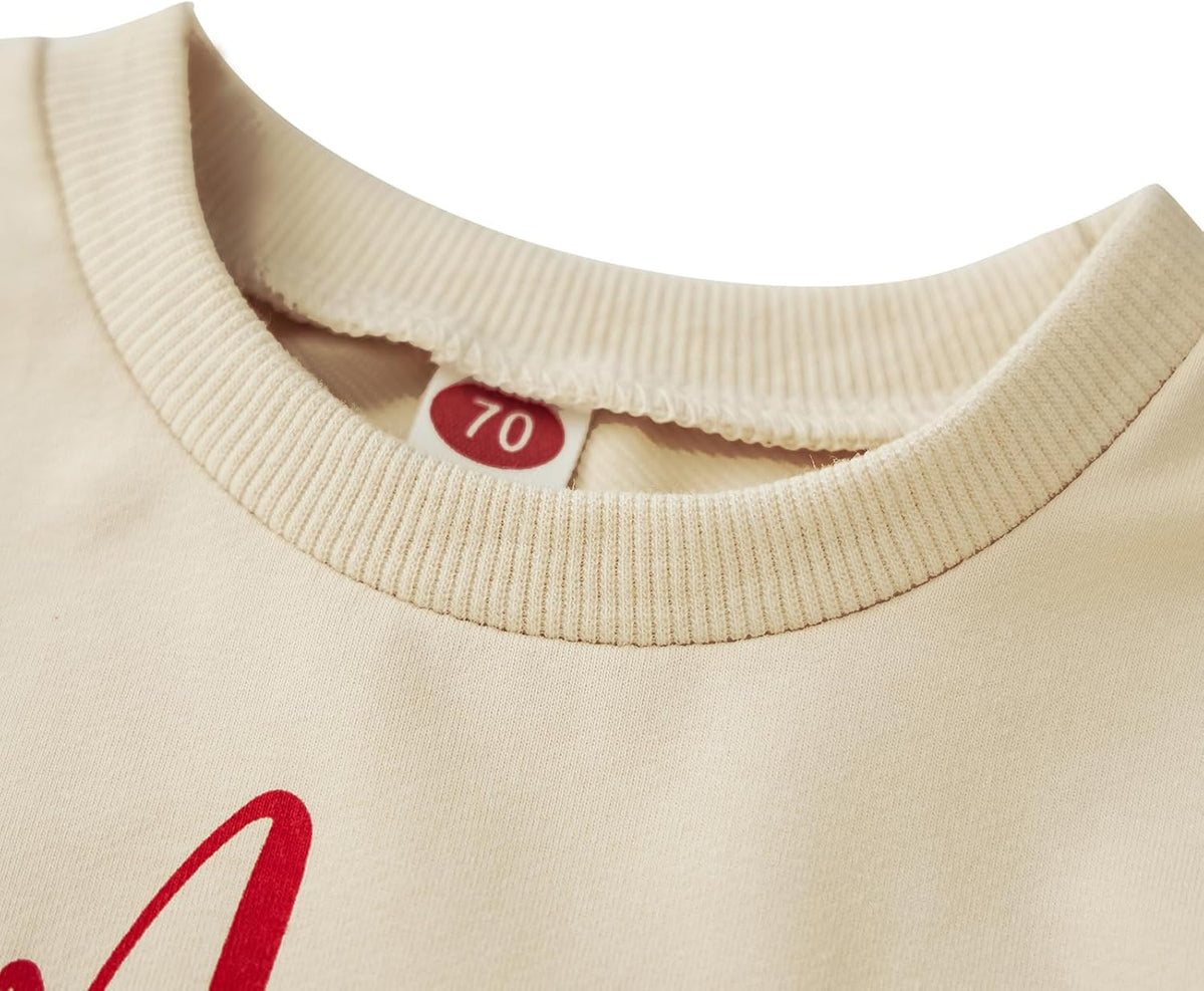 Karuedoo Mommy and Me Valentines Outfits Family Matching Shirts Letter Print Crewneck Long Sleeve Sweatshirt Pullover Top