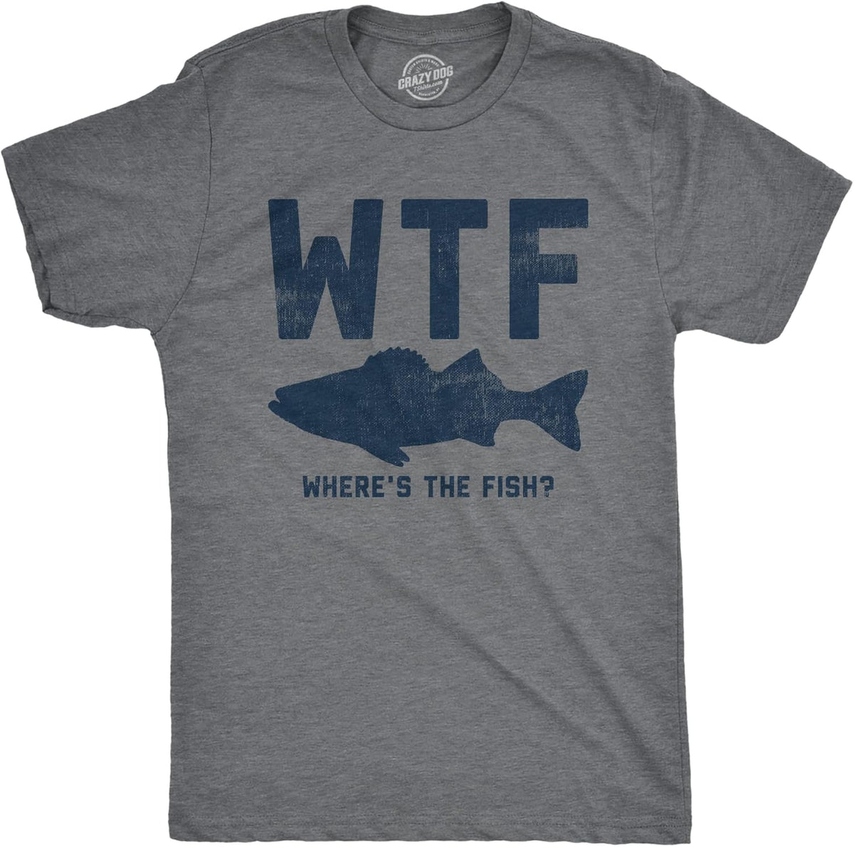 Crazy Dog Mens T Shirt Funny Fishing Joke Tees Novelty Fisherman Shirts