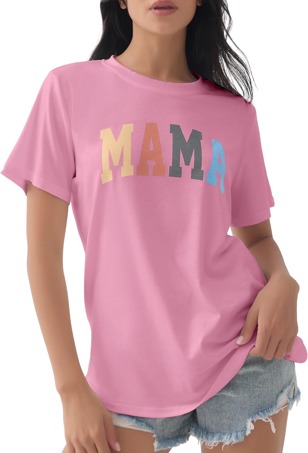 GGOV Mama Shirt Mom Letter Print Tops Mother&#39;s Day Shirts Gift Casual Tee Loose Fit Short Sleeve T Shirts