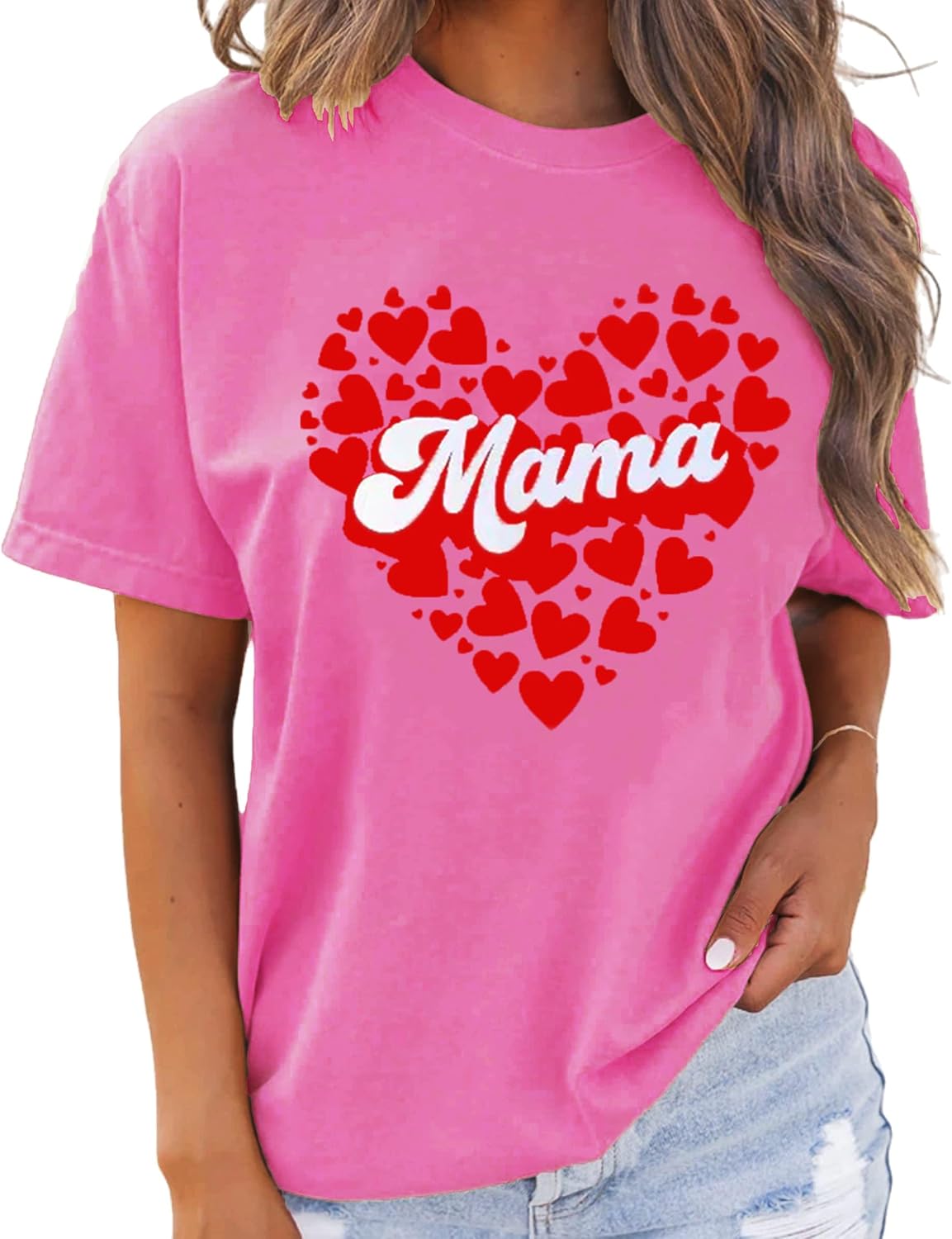 Mama T Shirts for Women Cute Graphic Print Top Mom Gift Mothers Day Shirt Summer Casual Short Sleeve Tops Mother Shirt