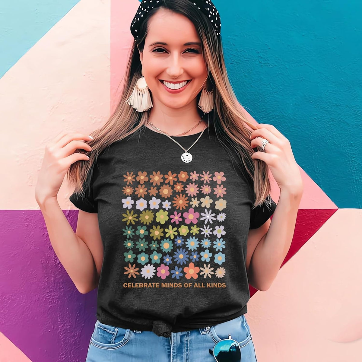 Autism Awareness Shirt Women Celebrate Minds of All Kinds Shirts Flowers T Shirt Inspirational Neurodiversity Tops
