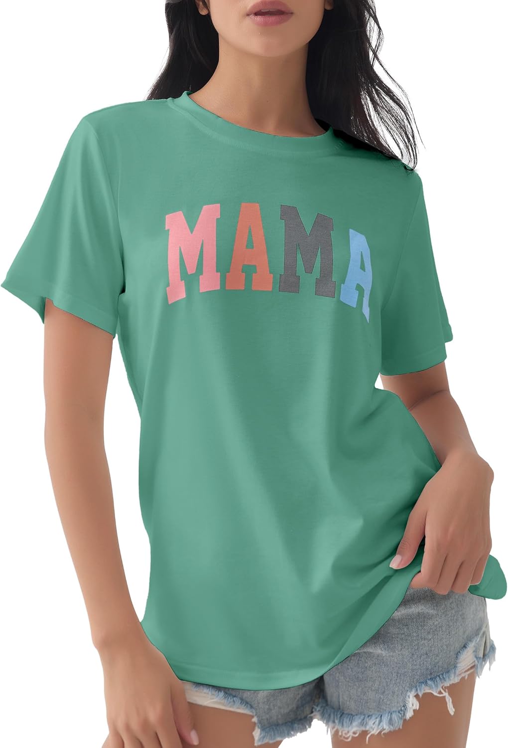 GGOV Mama Shirt Mom Letter Print Tops Mother&#39;s Day Shirts Gift Casual Tee Loose Fit Short Sleeve T Shirts