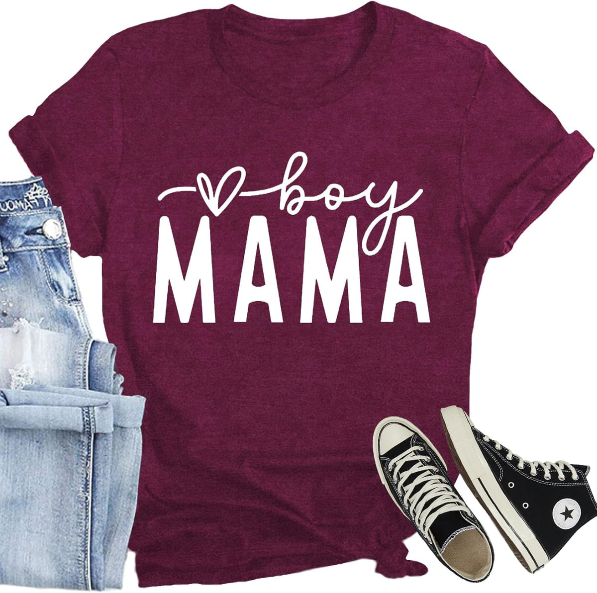 CQF Women Mom Shirt Blessed Mom All Day Every Day Letter Print T-Shirt Best Mama Tee Tops