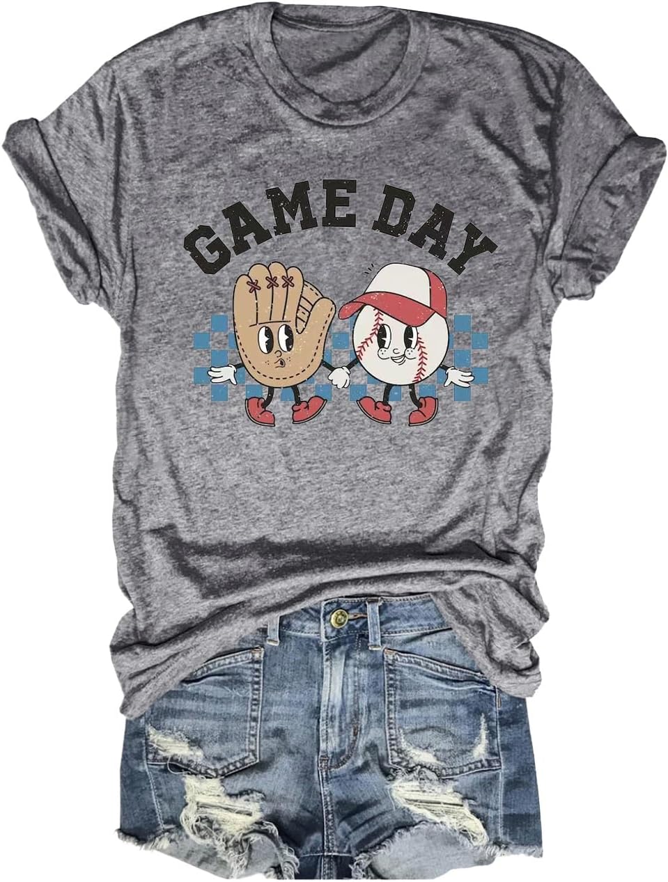 Women&#39;s Baseball Game Day T-Shirt Casual Short Sleeve Family Sports Mother&#39;s Day Mom Graphic Tees Tops