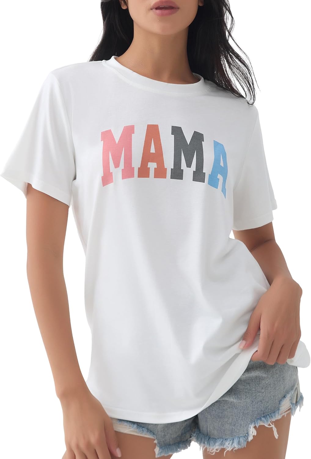 GGOV Mama Shirt Mom Letter Print Tops Mother&#39;s Day Shirts Gift Casual Tee Loose Fit Short Sleeve T Shirts