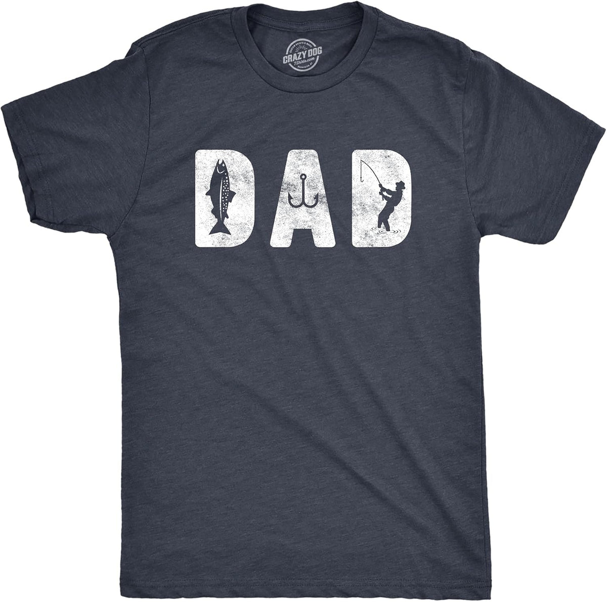 Crazy Dog Dad Fishing Shirts Funny Father&#39;s Day Reel Cool Dad Papa Grandpa Tees