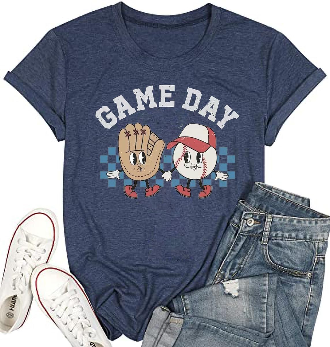 Women&#39;s Baseball Game Day T-Shirt Casual Short Sleeve Family Sports Mother&#39;s Day Mom Graphic Tees Tops