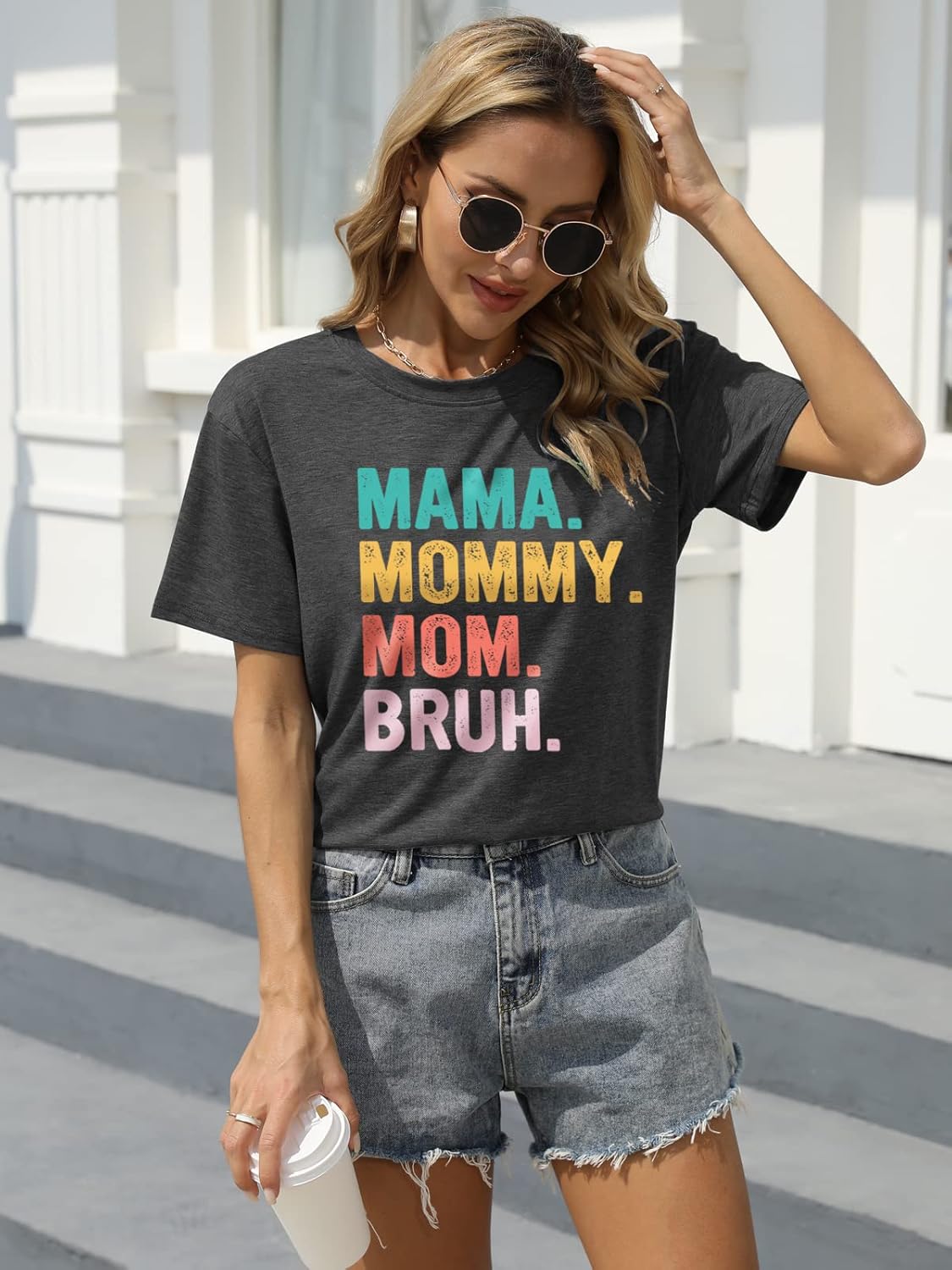 Mama Shirt for Women Mama Mommy Mom Bruh Mother&#39;s Day T Shirts Funny Short Sleeve Casual Tops Tees Mother Shirt