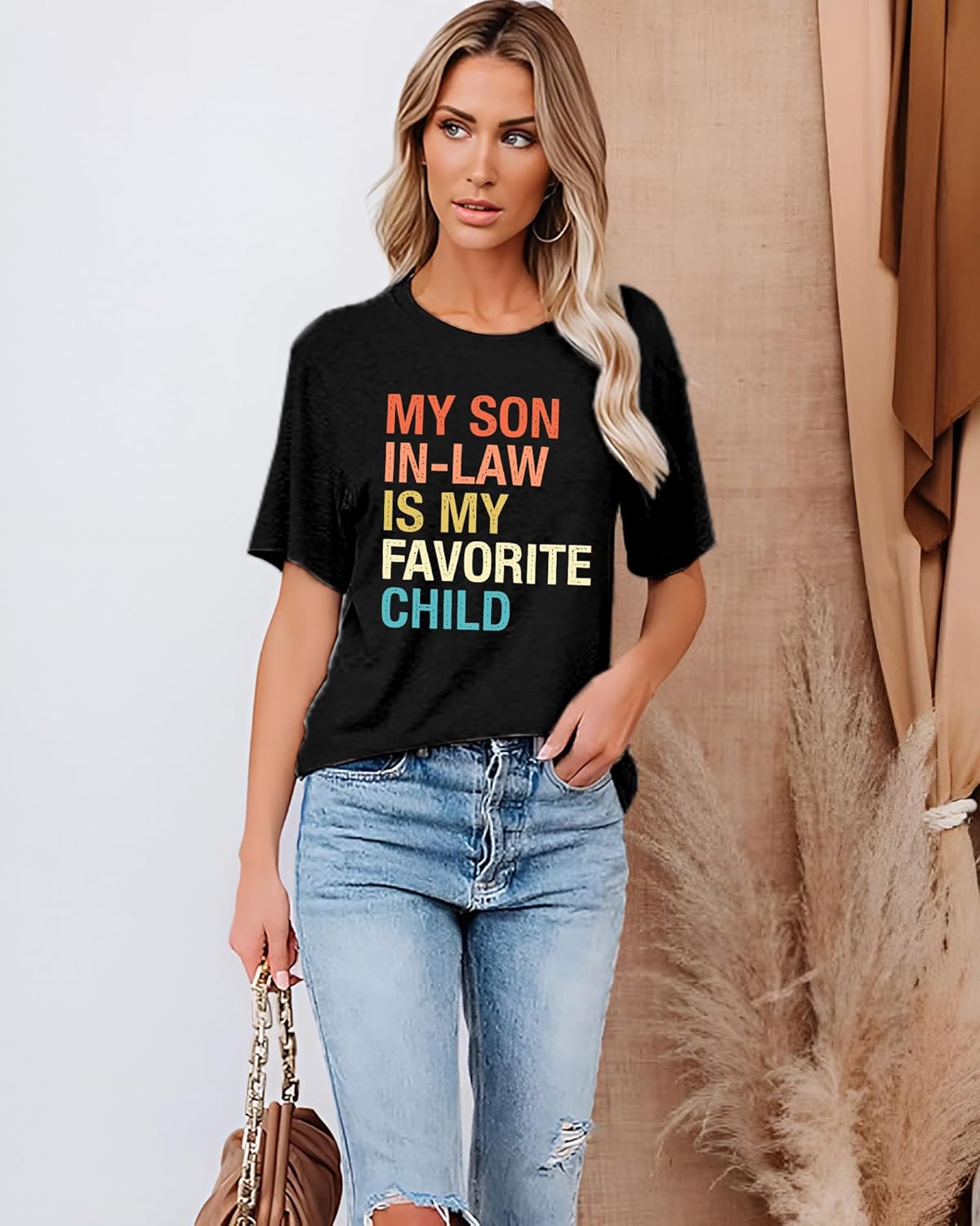 Mama Shirts Women My Son in Law is My Favorite Child Shirt Mother&#39;s Day T Shirts Gift Mom Short Sleeve Tops