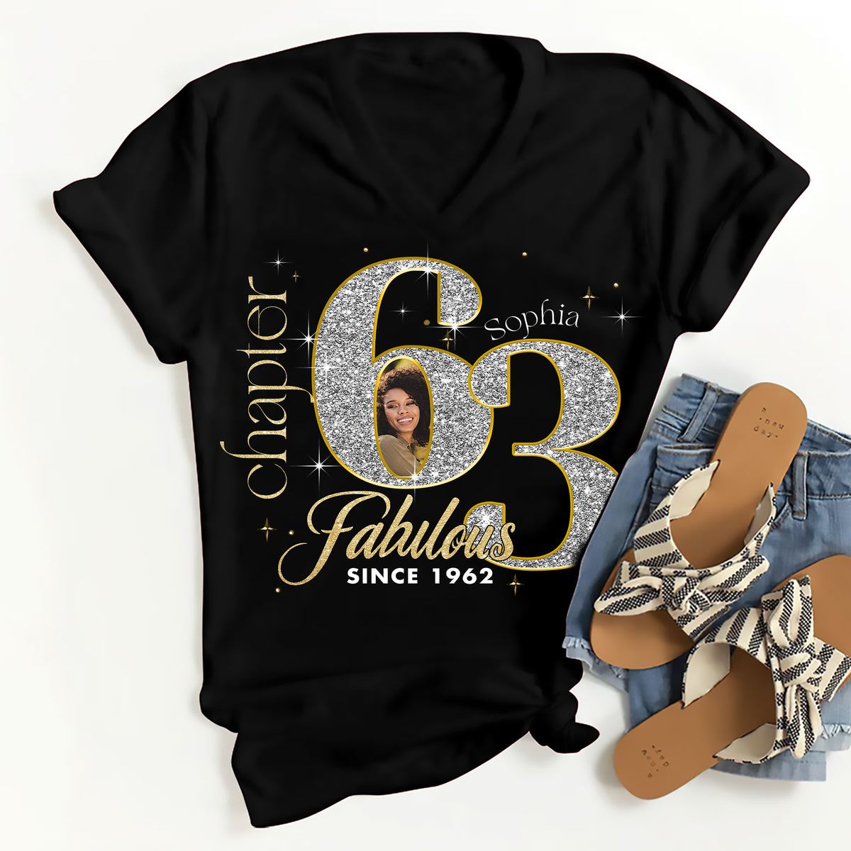 Custom Face Photo 63&#39;s Birthday Shirt, Fabulous Since 1962 63rd Birthday Unique T Shirt For Woman, Custom Birthday Shirt, Her Gifts For 63 Years Old , Turning 63 Birthday Cotton Shirt-YPT-ALK