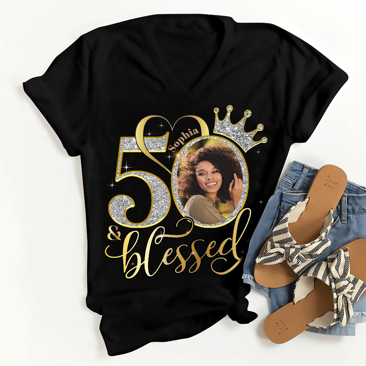 Personalized 50th birthday gifts ideas 50th birthday shirt for her, turning 50 shirts, cusstom photo 50th birthday t shirts for woman-YPT-ALK