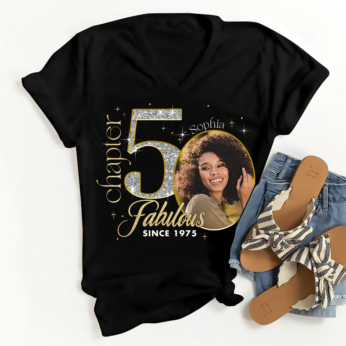 Chapter 50, Fabulous Since 1975 50th Birthday Unique T Shirt For Woman, Custom Birthday Shirt, Her Gifts For 50 Years Old , Turning 50 Birthday Cotton Shirt-YPT-ALK