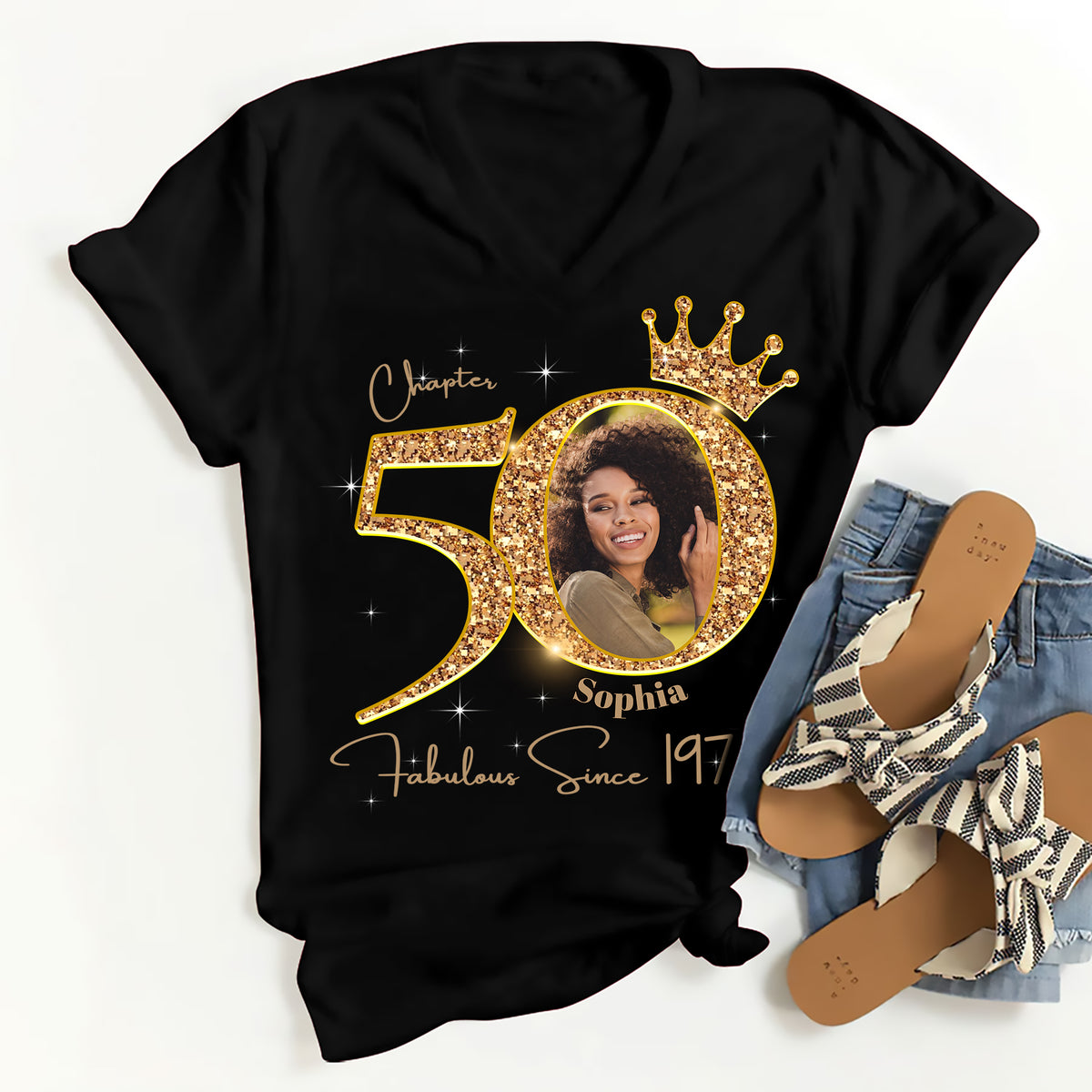 50th Birthday Shirts, Custom Photo Birthday Shirts, Turning 50 Shirt, Gifts For Women Turning 50, 50 And Fabulous Shirt, 1975 Shirt, 50th Birthday Shirts For Her-YPT-ALK