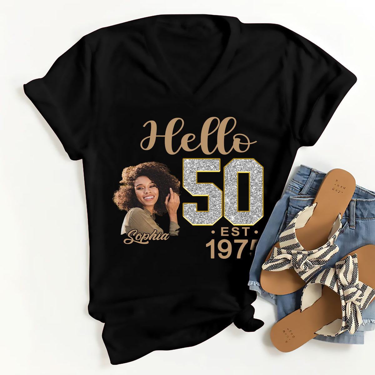 50th Birthday Shirts, Custom Photo Birthday Shirts, Turning 50 Shirt, Gifts For Women Turning 50, 50 And Fabulous Shirt, 1975 Shirt, 50th Birthday Shirts For Her-YPT-ALK