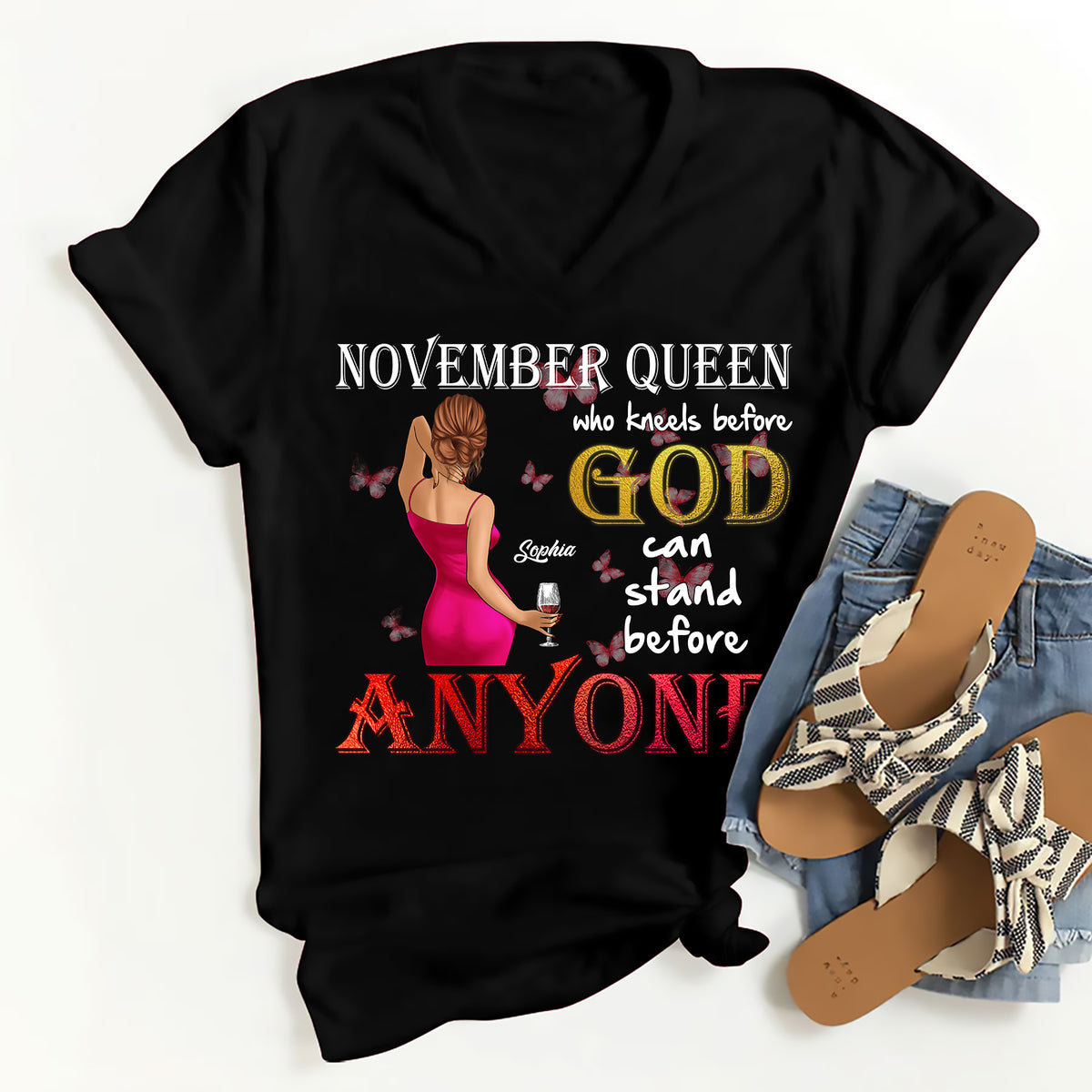 Personalized November T Shirt, Custom November Birthday Shirt For Woman, Queens Are Born In November Gifts, Melanin Afro Woman Shirt, Black Girl Tee, Afro Queen Gift-YPT-ALK