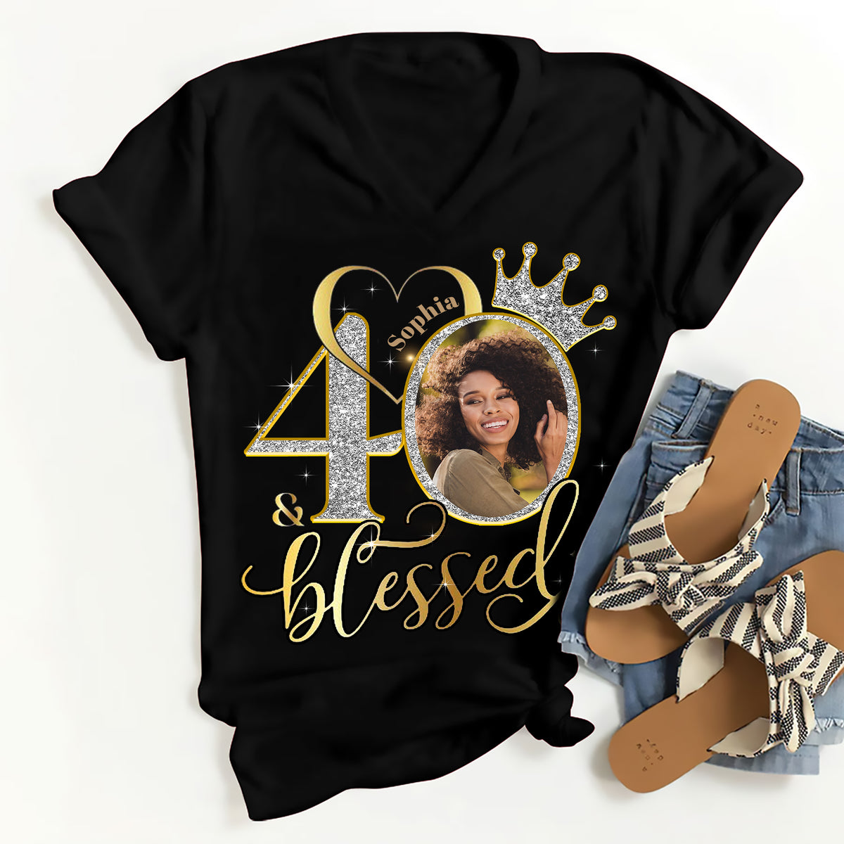 40th Birthday Shirts, Custom Photo Birthday Shirts, Turning 40 Shirt, Gifts For Women Turning 40, 40 And Fabulous Shirt, 40th Birthday Shirts For Her-YPT-ALK