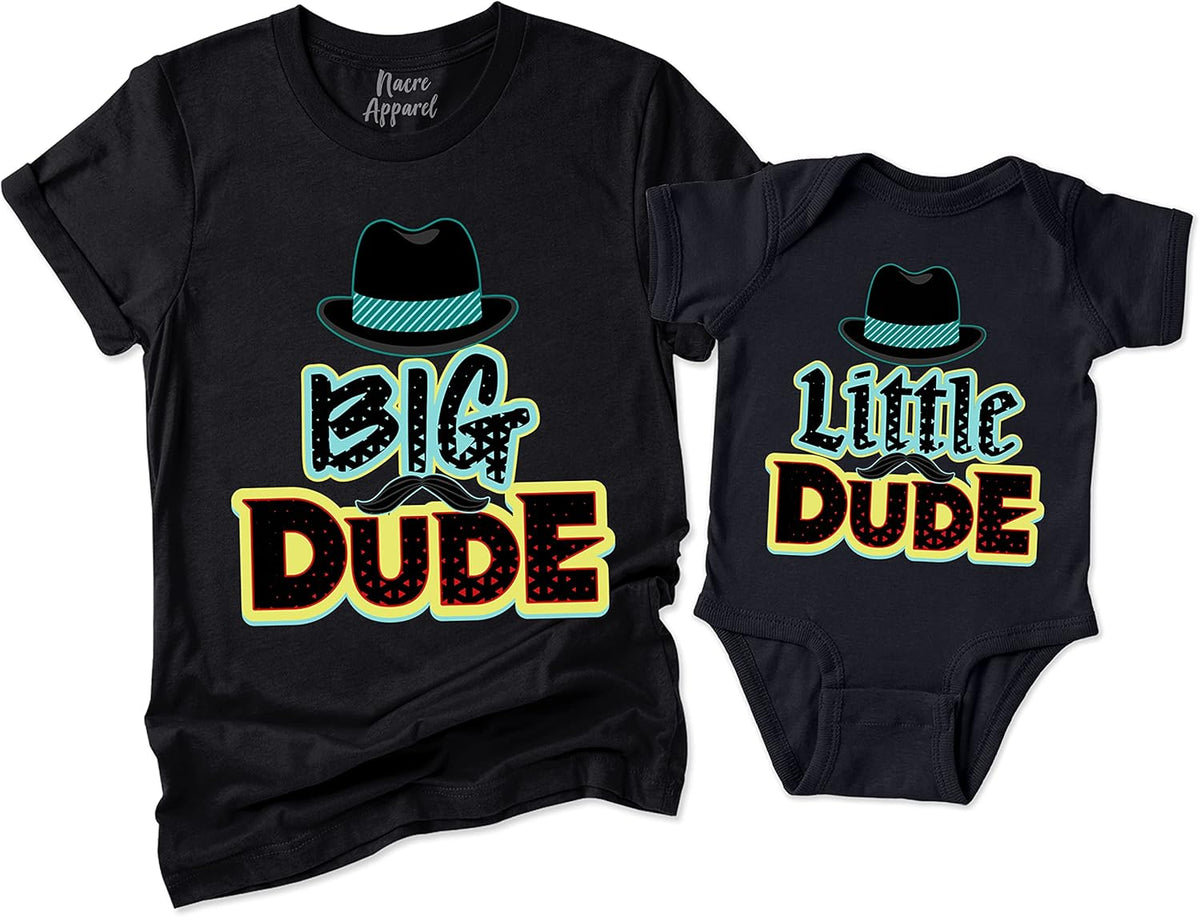 NACRE APPAREL Big Dude Little Dude Matching Dad and Me Best Friend Father&#39;s Day Father and Son