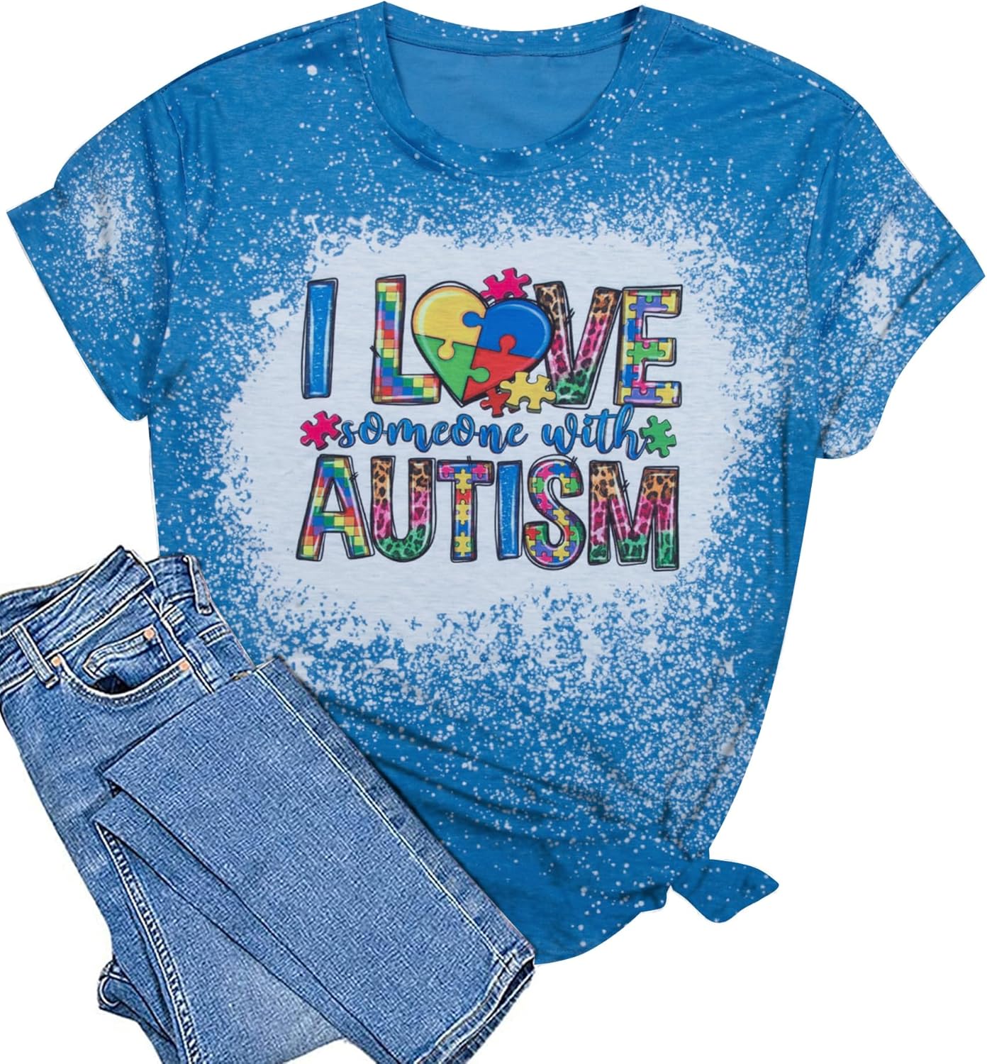 Autism Awareness Shirt Women Autism Shirts Autism Support Tops in April Blue Autism Mom Clothes Special Education Tees