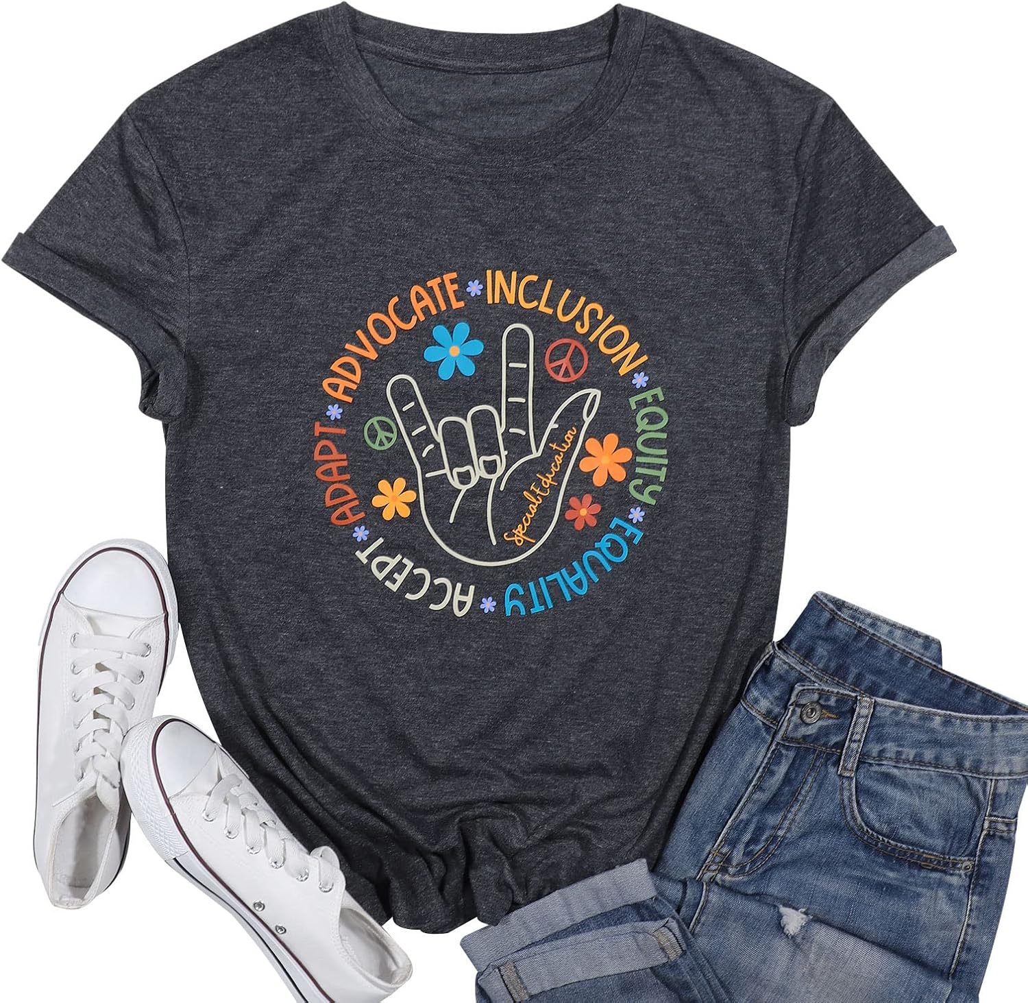 Autism Awareness Shirt Women Special Education Teacher T-Shirt Inspirational Graphic Tee Casual Top