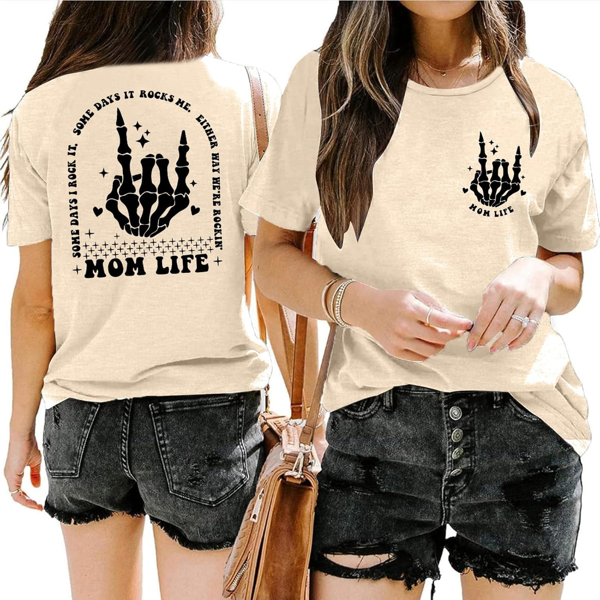 Women Mom Life T-Shirts Leopard Lips Stripe Graphic Shirts Funny Letter Printed Tee Mother&#39;s Day Casual Blouse Mother Shirt