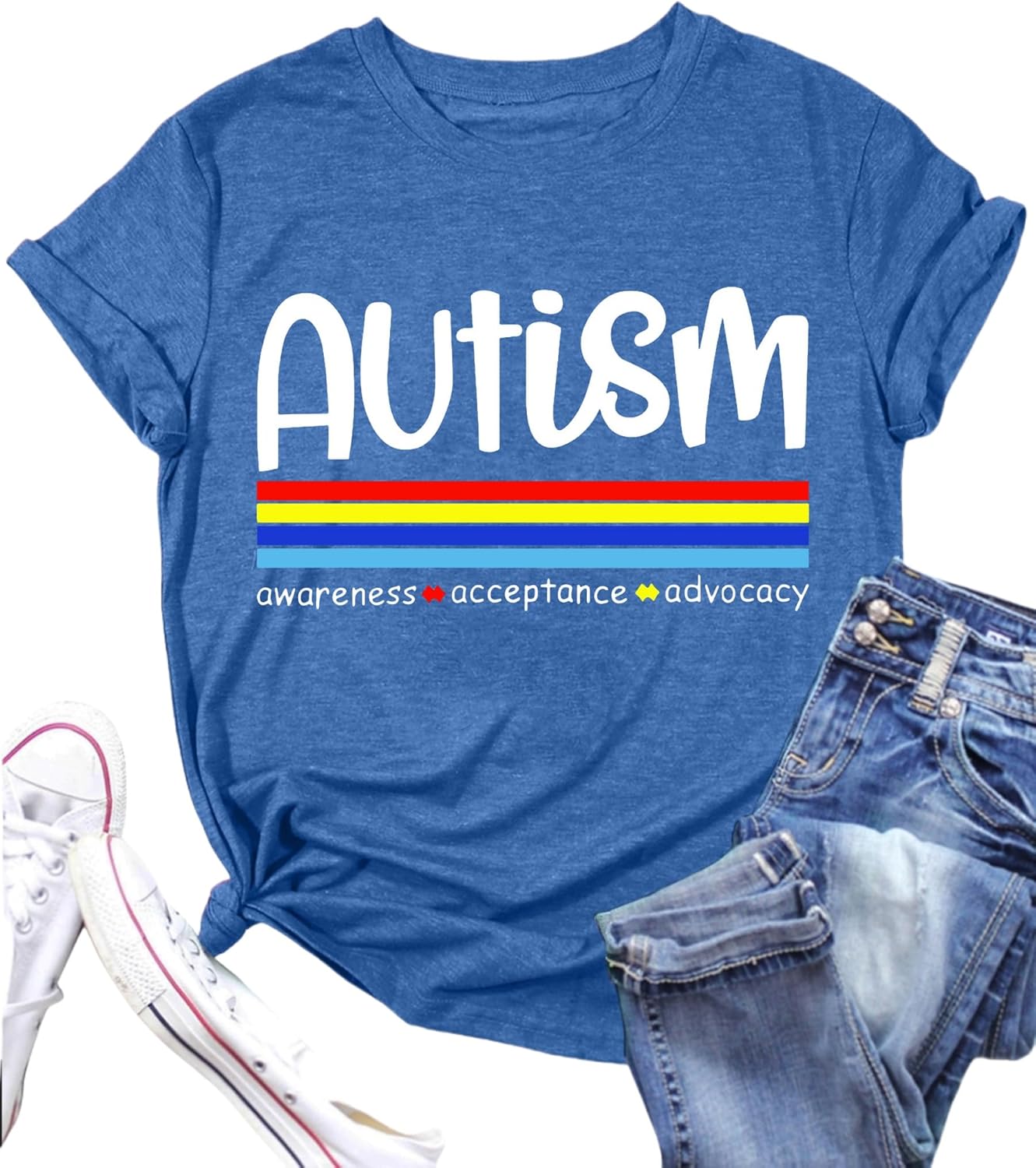 Autism Awareness Shirt Womens Autism Shirts Autistic Support Tshirt Acceptance Inspirational Mom Short Sleeve Tops